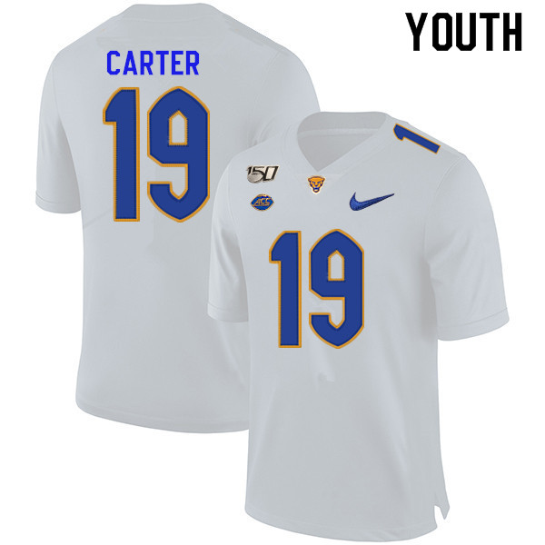 2019 Youth #19 V'Lique Carter Pitt Panthers College Football Jerseys Sale-White